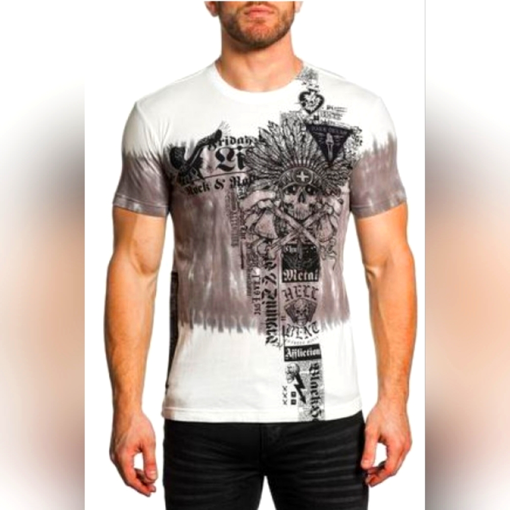RARE Affliction Damage Case Shirt UFC BJJ Venum Boxing Gymshark Indian Tattoo
